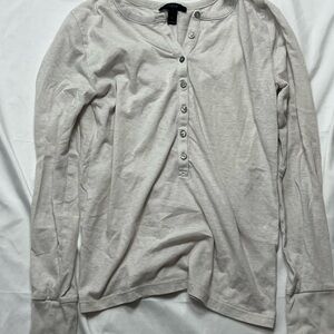 J. Crew Light Gray Button-Front Henley